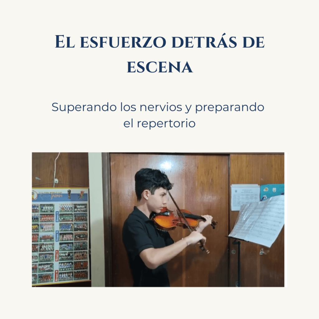 Texto principal: El esfuerzo detrás de escena
Subtexto corto: Superando los nervios y preparando el repertorio
Foto de Gabriel Ignacio en la audición